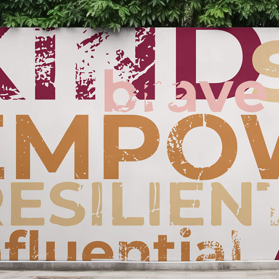 empowering words mural design by chantal